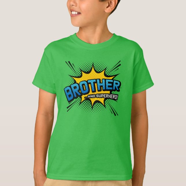 Brother & Superhero - Tecknad Bok Stil T Shirt (Framsida)