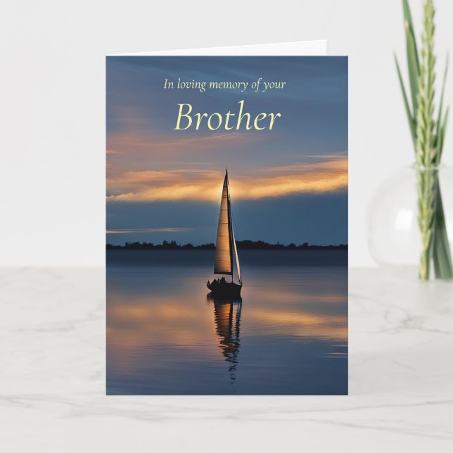 Brother Sympathy Memorial with Sailboat Sunset Sea Kort (Framsida)