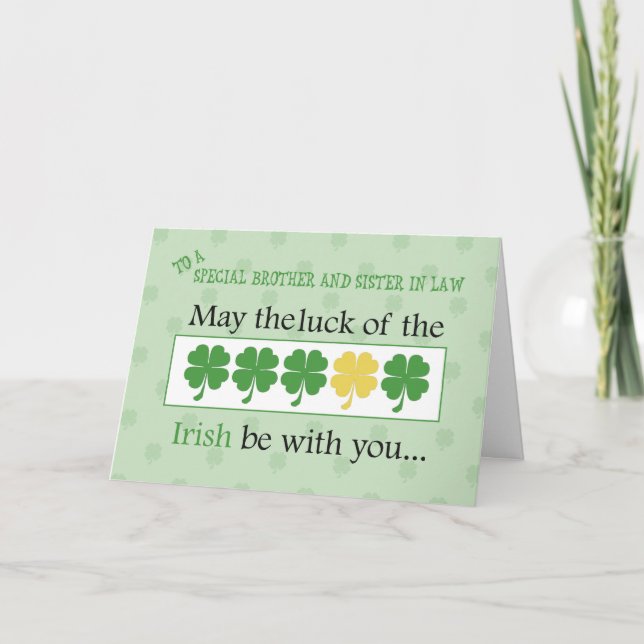 Brother & syster-in-Law St. Patrick's Day Shamrock Kort (Framsida)