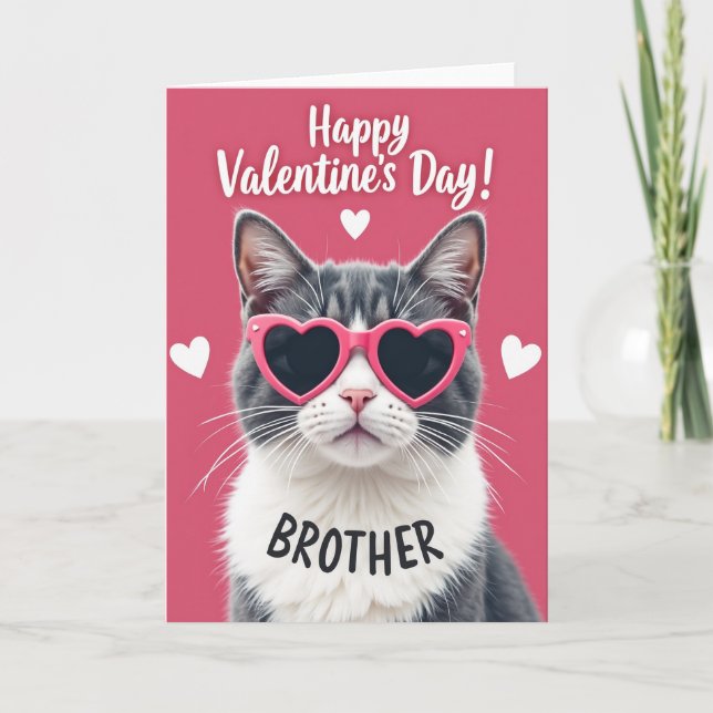 Brother Valentines Day Cat Card Kort (Framsida)