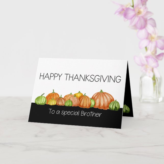 Brother Watercolor Pumpkins Thanksgiving Card Kort (Orkide)