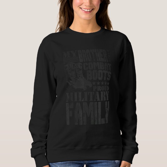 Brother Wears Combat Boots Proud Military Family T Shirt (Framsida)