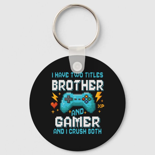Brotherand Gamer Pixel Console Video Game Player G Nyckelring (Framsida)