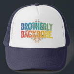 Brotherly Backbone Keps<br><div class="desc">This t-shirt design features the phrase Brotherly Backbone. in a bold, eye-catching font. The words are split into two colors; "Brotherly" is a cool mix of blue and green, while "Backbone" is a warm blend of orange and yellow. The text has a slightly distressed, vintage texture. Behind the words, there...</div>