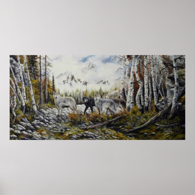 Brothers 4 vargars canvas oljemålning till försälj poster (Framsidan)