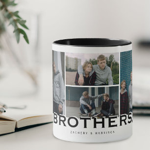 BROTHERS 8 Photo Collage Modern Gift Mugg