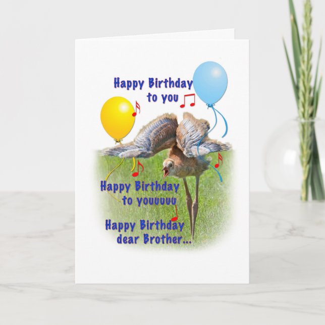 Brothers Birthday Card with Sandhill Crane Bird Kort (Framsida)