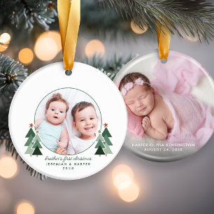 Brothers First jul Cute Träd 2 Foton Julgransprydnad Keramik