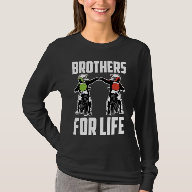 Brothers For Life Bike Mx Motocross Dirt Biking Br T Shirt (Framsida)