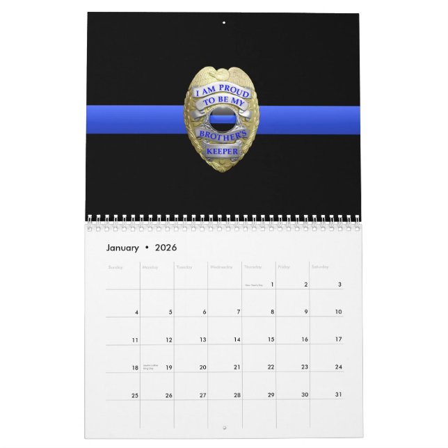 Brothers Keeper Badge Thin Blue Line Calendar Kalender (Jan 2026)