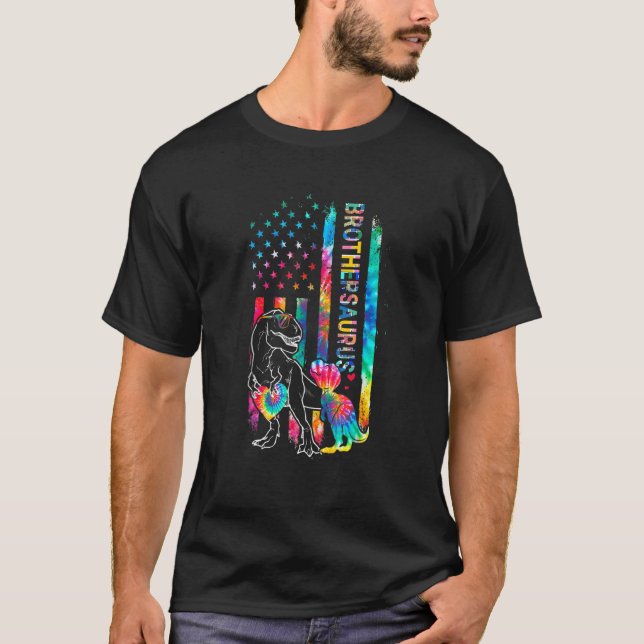 Brothersaurus Autism Awareness Brother Dinosaur Fl T Shirt (Framsida)