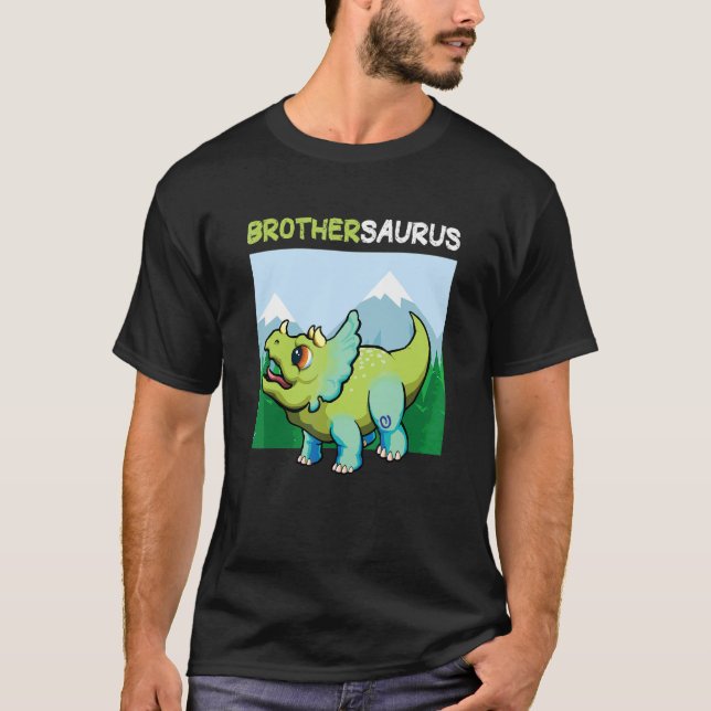 Brothersaurus Dinosaur Cute Kiddo Triceratops T Shirt (Framsida)