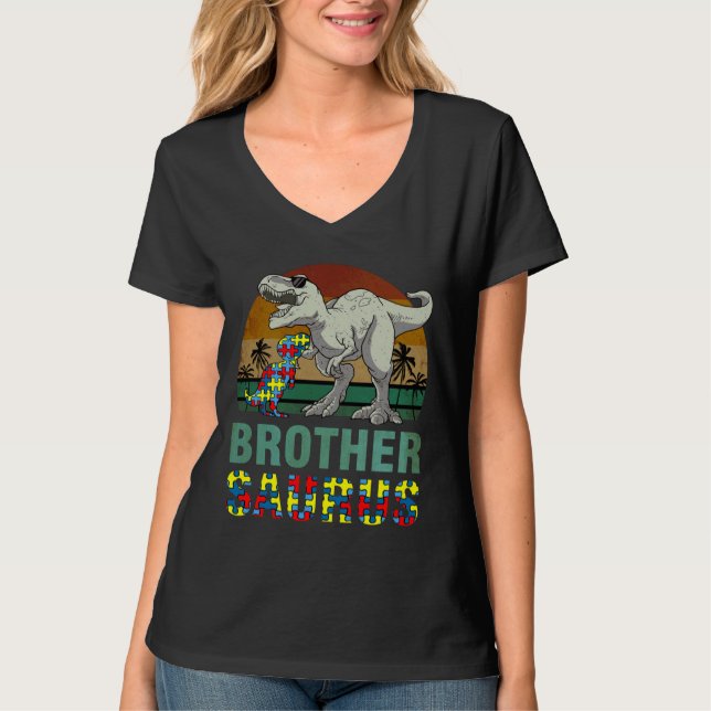 Brothersaurus Dinosaur Rex Brother Saurus Autism A T Shirt (Framsida)