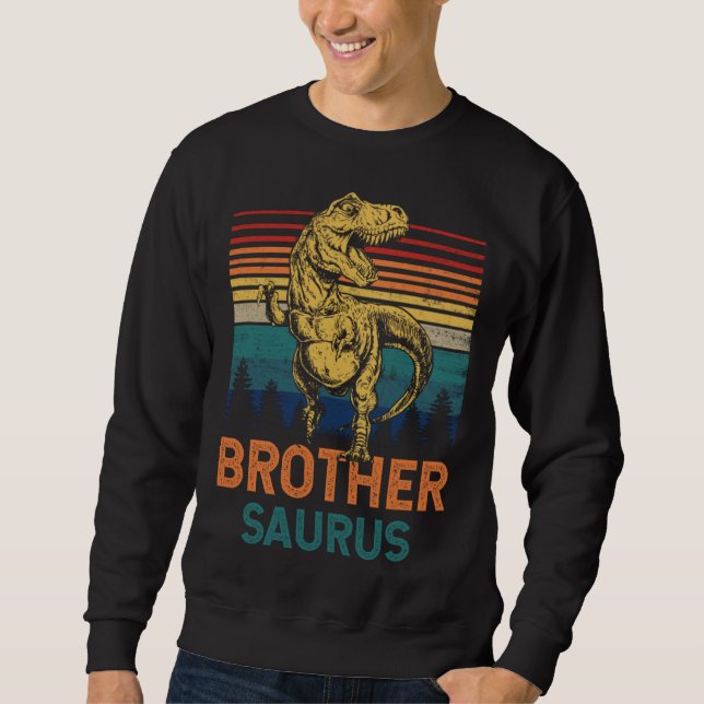 Brothersaurus Rex Dinosaur Brother Saurus Family M Lång Ärmad Tröja (Framsida)