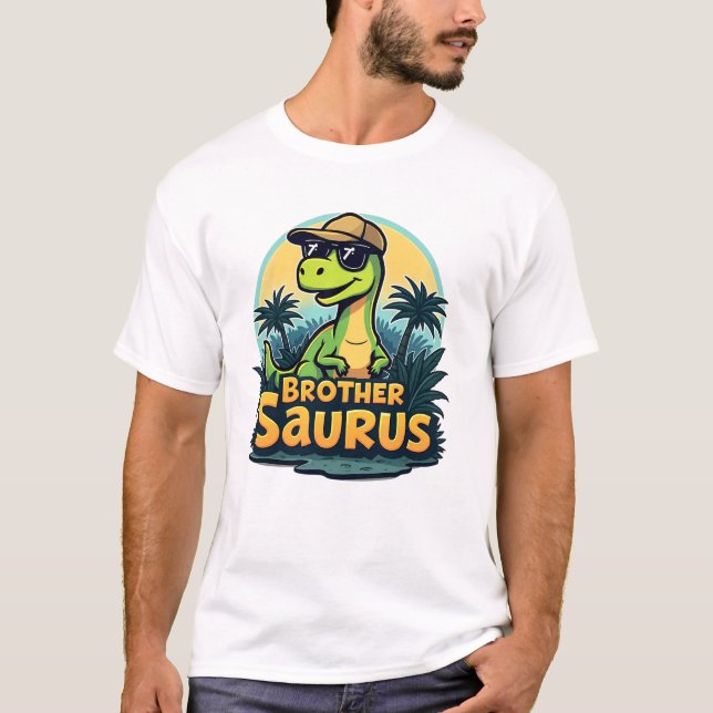 Brothersaurus - Roligt Tecknad Dinosaur Brother T Shirt (Framsida)