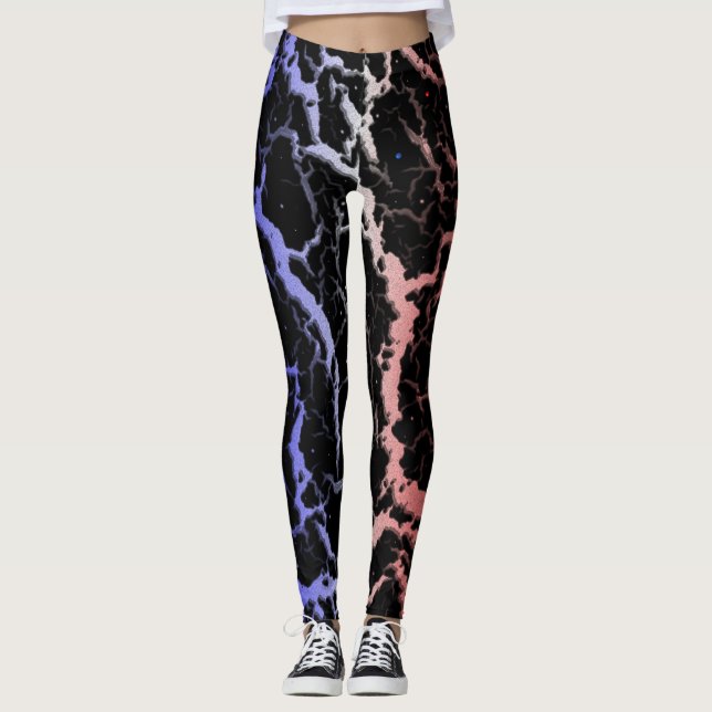 Brött blanksteg Lava - blått/vitt/rött Leggings (Framsida)
