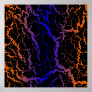 Brött blanksteg - Lava - Orange/blått Poster