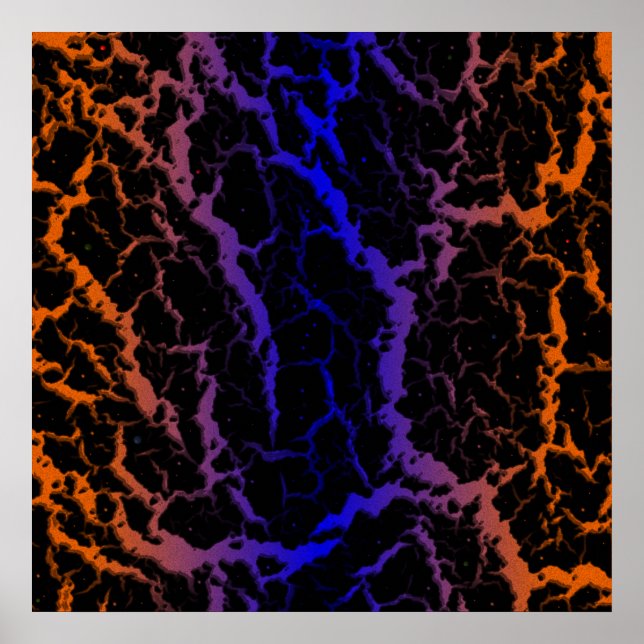 Brött blanksteg - Lava - Orange/blått Poster (Framsidan)
