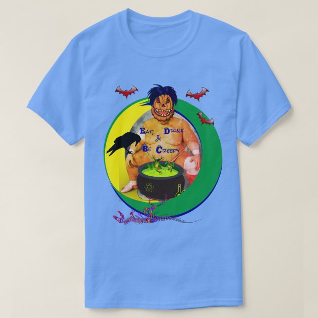Brött för Halloween Blue Uni-sex T Shirt (Design framsida)