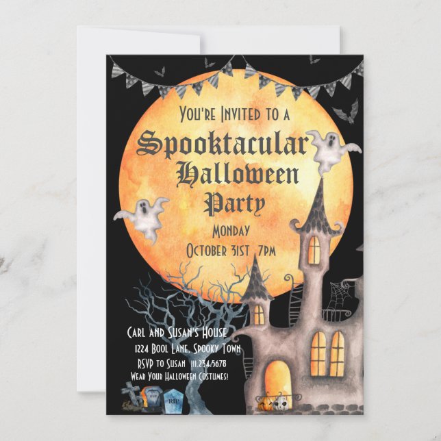 Brött hus, inbjudan till Halloween fest (Framsida)