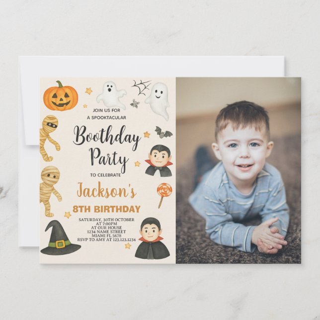 Brött hus Kids Halloween Birthday-inbjudan Inbjudningar (Framsida)