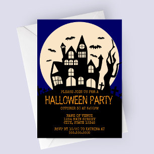 Brött hus på inbjudan till Halloween fest i Backe