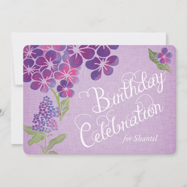 Brott mot Lavender Linen Anpassningsbar Birthday I Inbjudningar (Framsida)