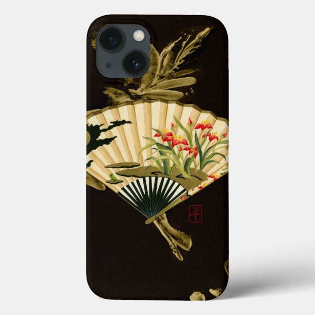 Brott mot orientaliskt Fläkt med Blommigt Design (Baksida)