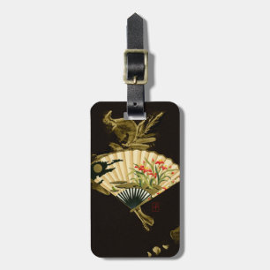 Brott mot orientaliskt Fläkt med Blommigt Design Bagagebricka