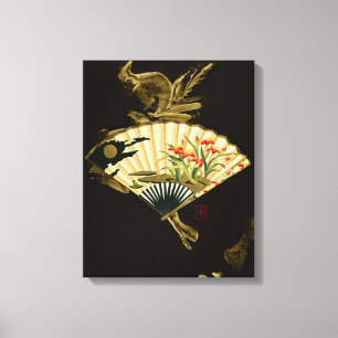 Brott mot orientaliskt Fläkt med Blommigt Design Canvastryck