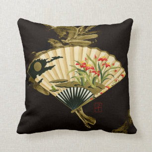 Brott mot orientaliskt Fläkt med Blommigt Design Kudde