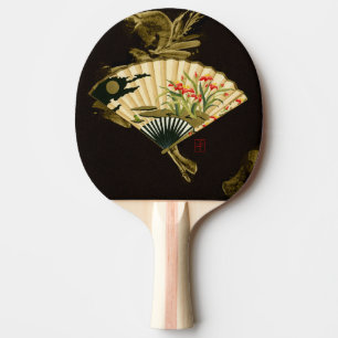 Brott mot orientaliskt Fläkt med Blommigt Design Pingisracket