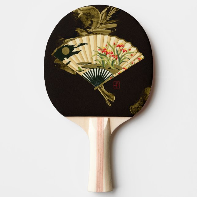 Brott mot orientaliskt Fläkt med Blommigt Design Pingisracket (Framsidan)