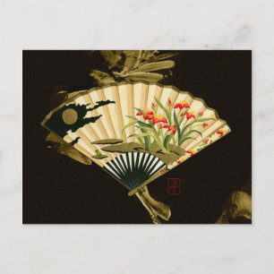 Brott mot orientaliskt Fläkt med Blommigt Design Vykort
