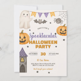 Brött pumpkin- och Ghost-kort Inbjudningar