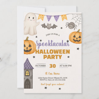 Brött pumpkin- och Ghost-kort Inbjudningar