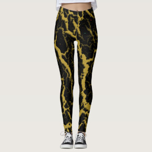 Brött utrymme Lava - Guld Leggings