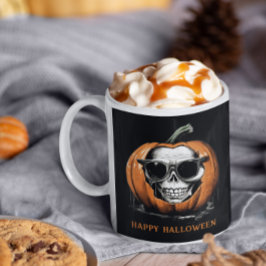 Brottande Jack O' Lantern Grinning Skull Halloween Kaffemugg