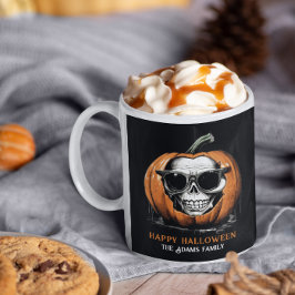 Brottande Jack O' Lantern Grinning Skull Halloween Kaffemugg