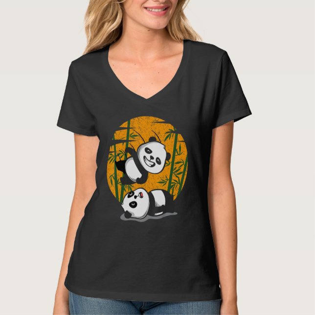 Brottande Pandas Kinesiska Bambuätande Djur  Be T Shirt (Framsida)