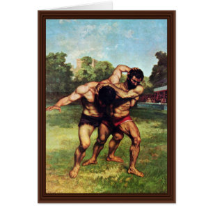 Brottare av Courbet Gustave Hälsningskort