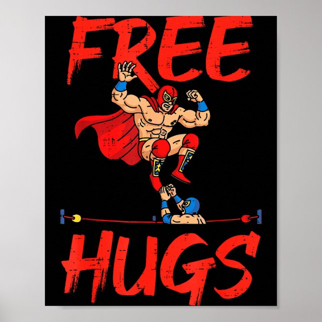 Brottare kramas rolig humor meme män kvinnor poster (Framsidan)