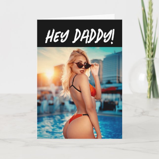 BROTTDAGSKORT för honom, Bikini Girl Helgkort (Framsida)