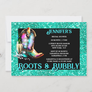Brötter bubblande Cowgirl boot teal shimmer vin Inbjudningar