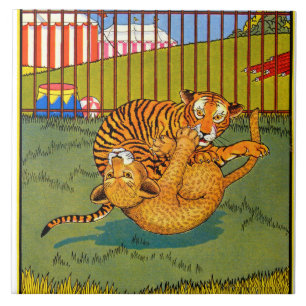 brottning av tiger och leopard kakelplatta