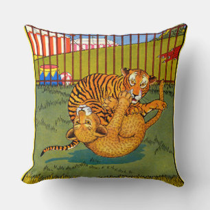 brottning av tiger och leopard kudde