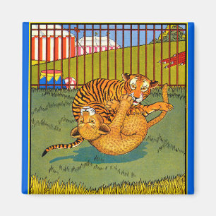 brottning av tiger och leopard magnet