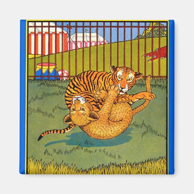 brottning av tiger och leopard magnet (Framsidan)