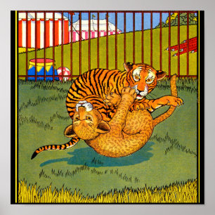 brottning av tiger och leopard poster