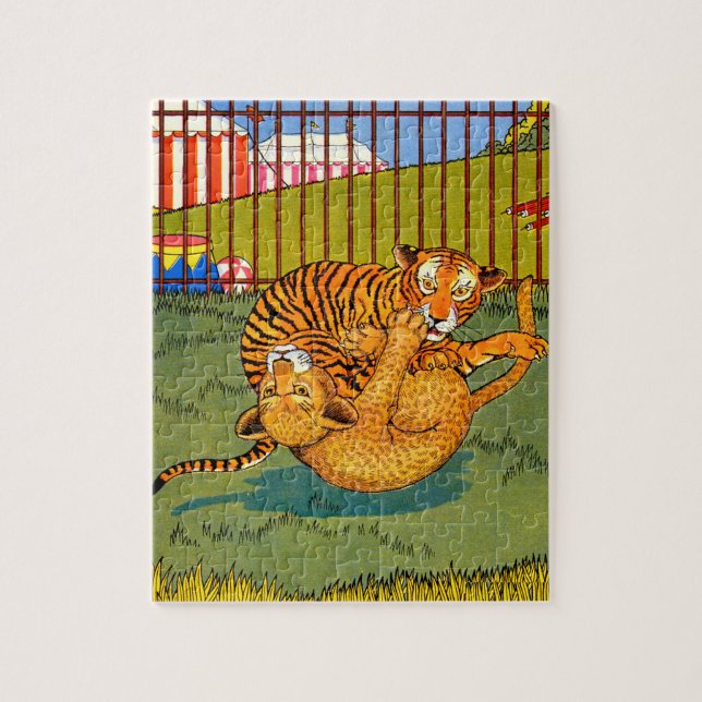 brottning av tiger och leopard pussel (Vertikal)